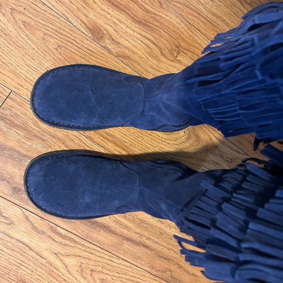 Blue Suede PePe Italian Leather Knee High Zip Up Boots | Size 36 - Picture 3 of 14